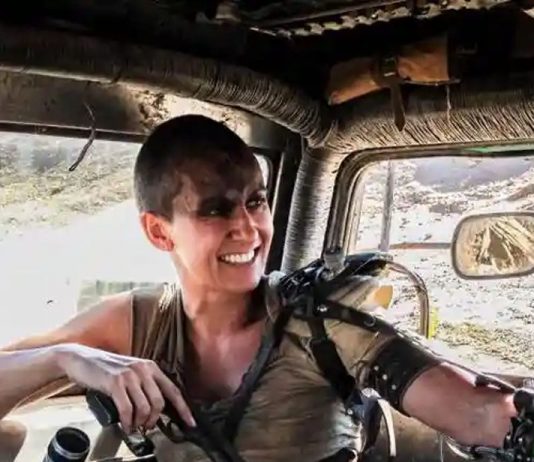 Stunt double Dayna Grant on the set of Mad Max: Fury Road.